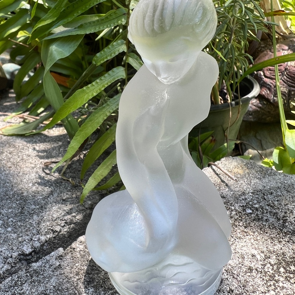 Lalique Frosted Crystal Leda & The Swan Sculpture